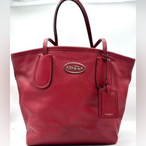 “COACH-TAXI” Red Crossgrain Leather with 
Silver Hardware, Horse & Carriage Logo